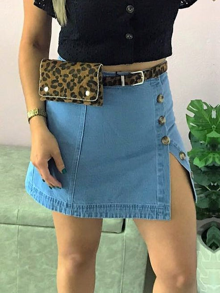 Button Denim Skirt