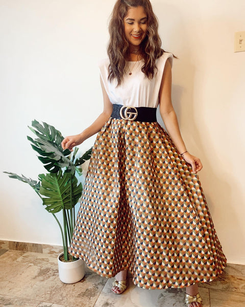 Olive Multi Long Skirt