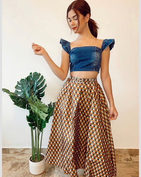 Olive Multi Long Skirt