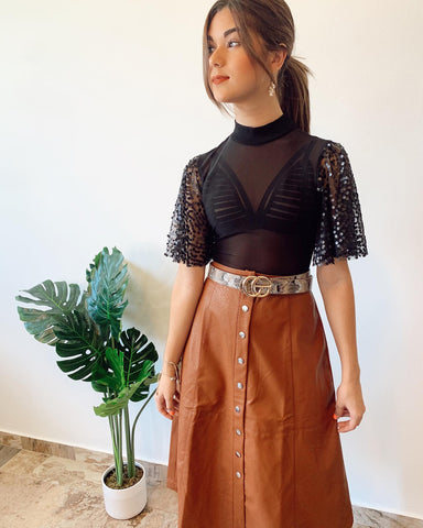 Leather Midi Skirt