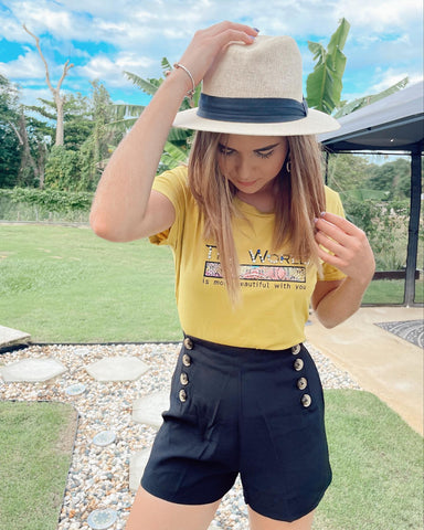 Buttons Black Short