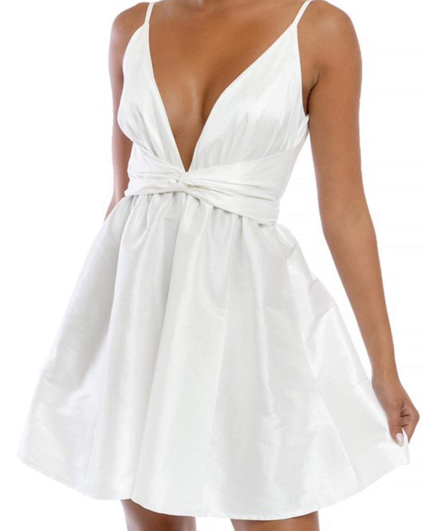 White Puff Twist Dress