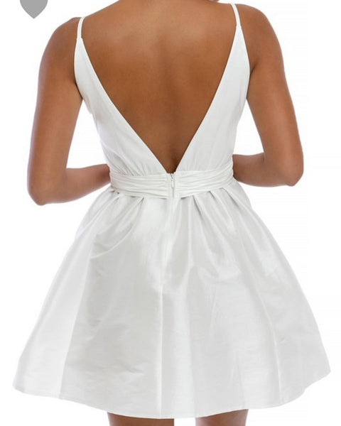 White Puff Twist Dress