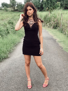 Criss-Cross Black Dress