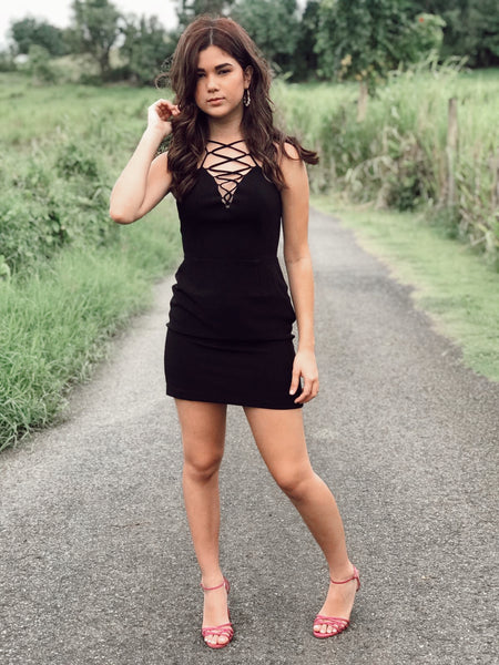 Criss-Cross Black Dress