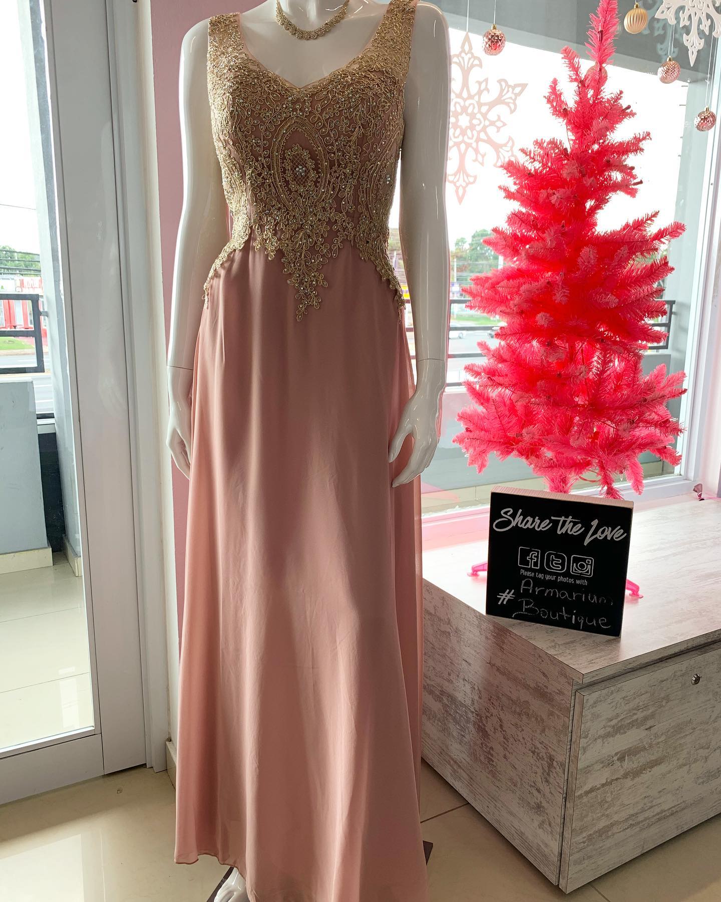 Pink & Gold Long Dress