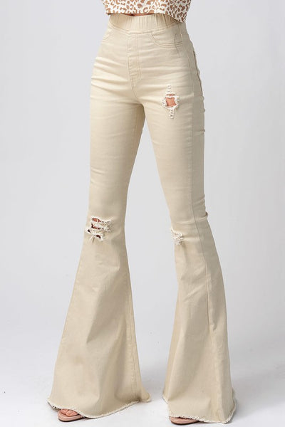 Distressed Bell Bottom Jeans