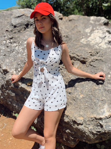 White Polka Dots Romper