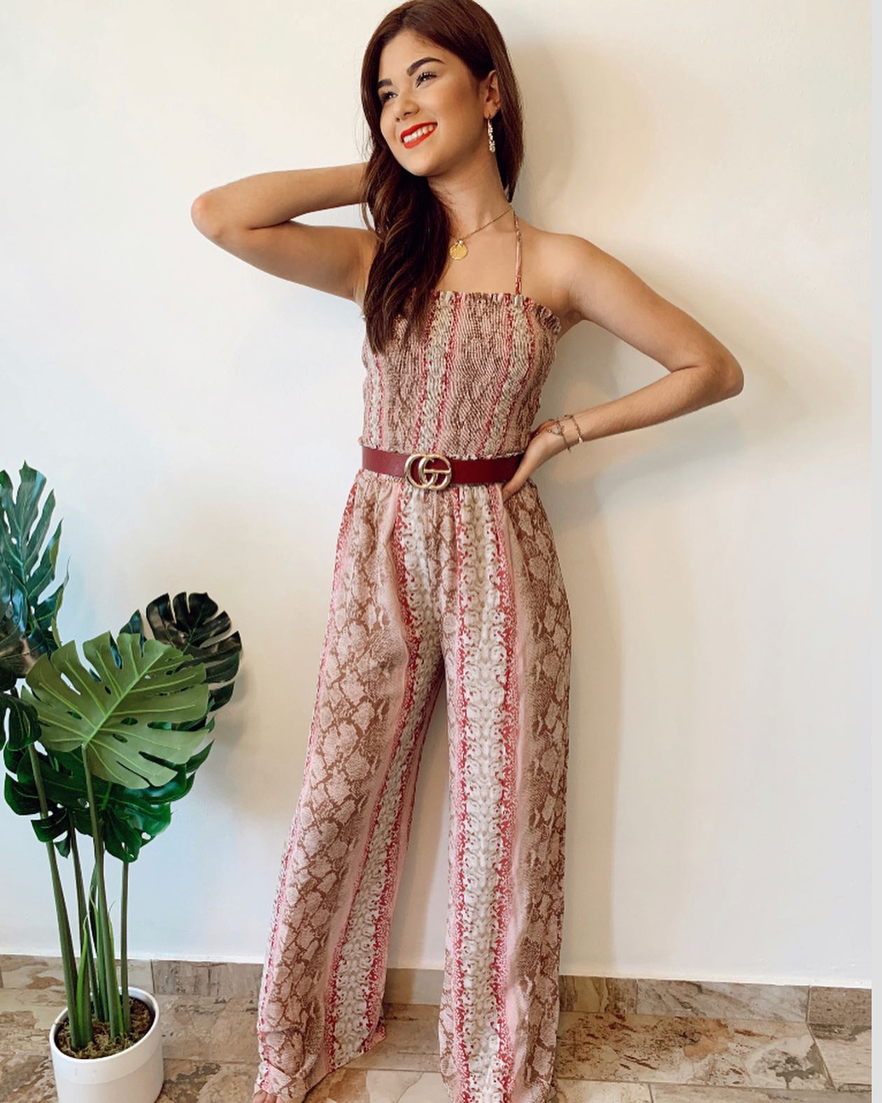 Pink Snakeskin Jumpsuit