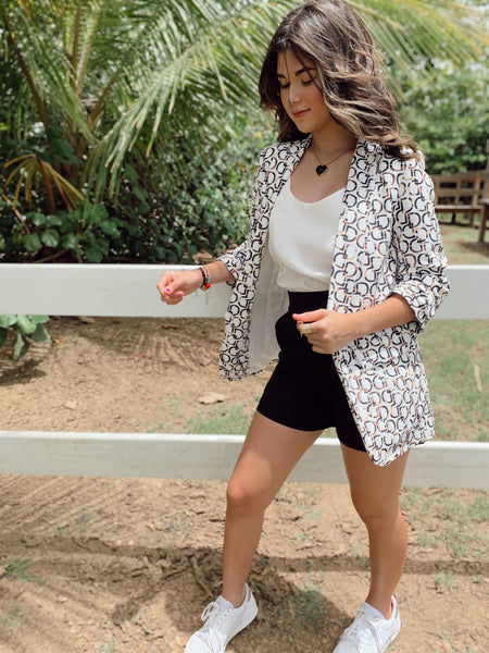 Printed Gold Multi Sleeve Blazer