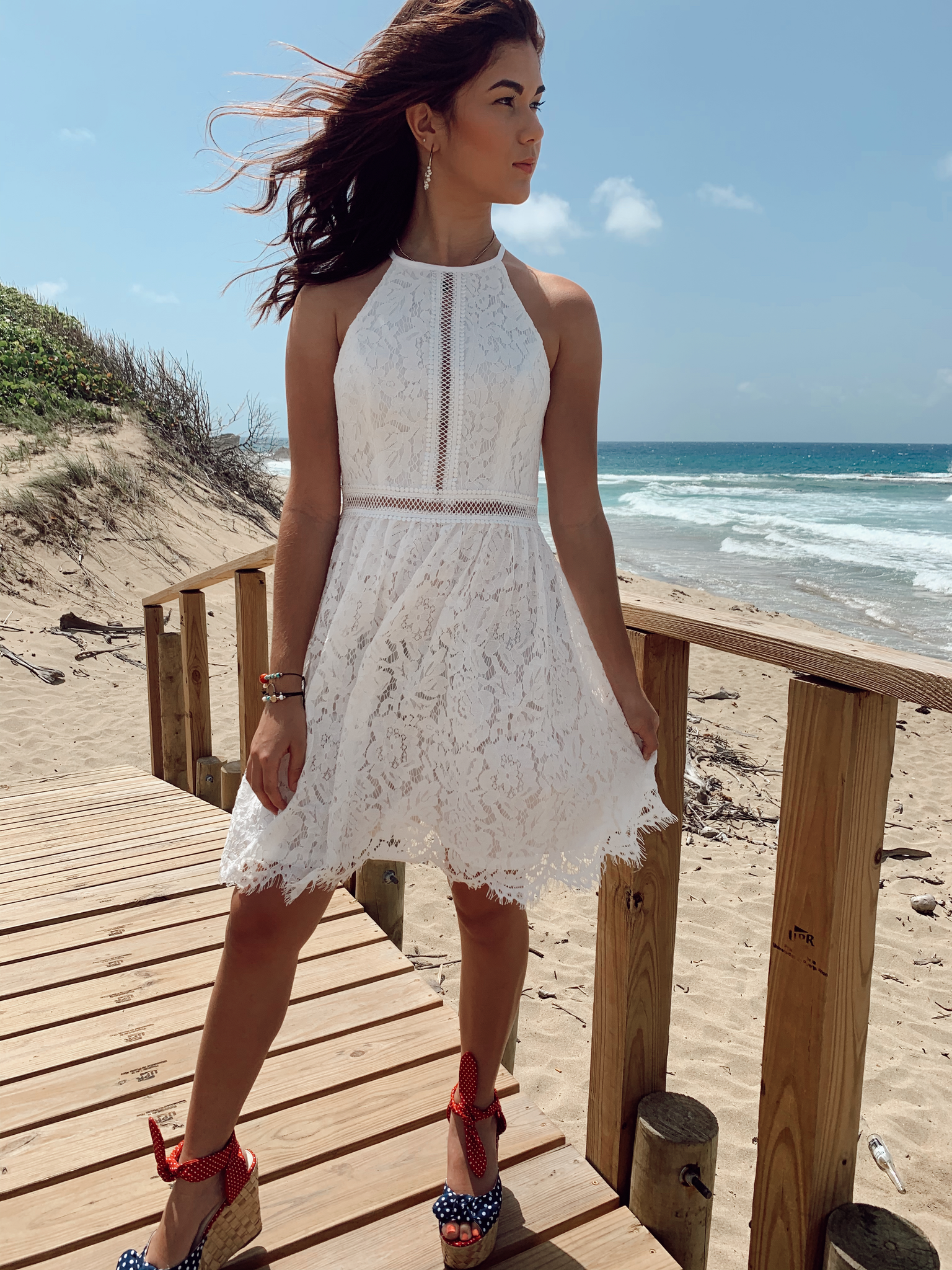 White Lace Short Dress