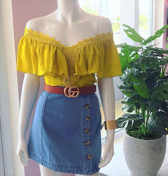 Button Denim Skirt