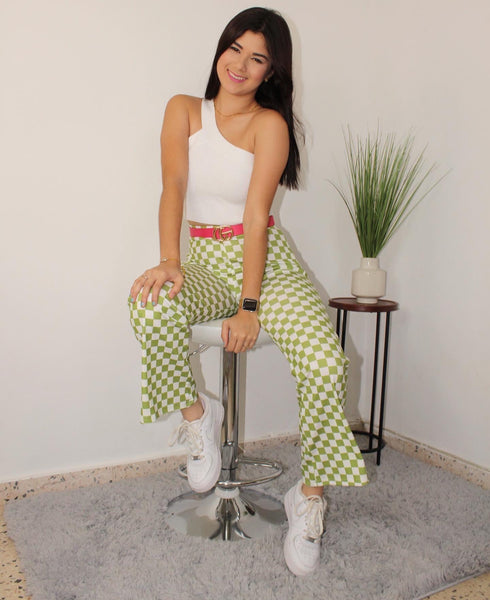 Green Checker Long Pant