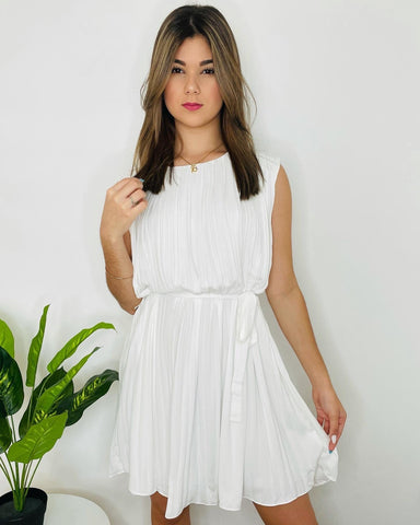 Off White Pleated Dress