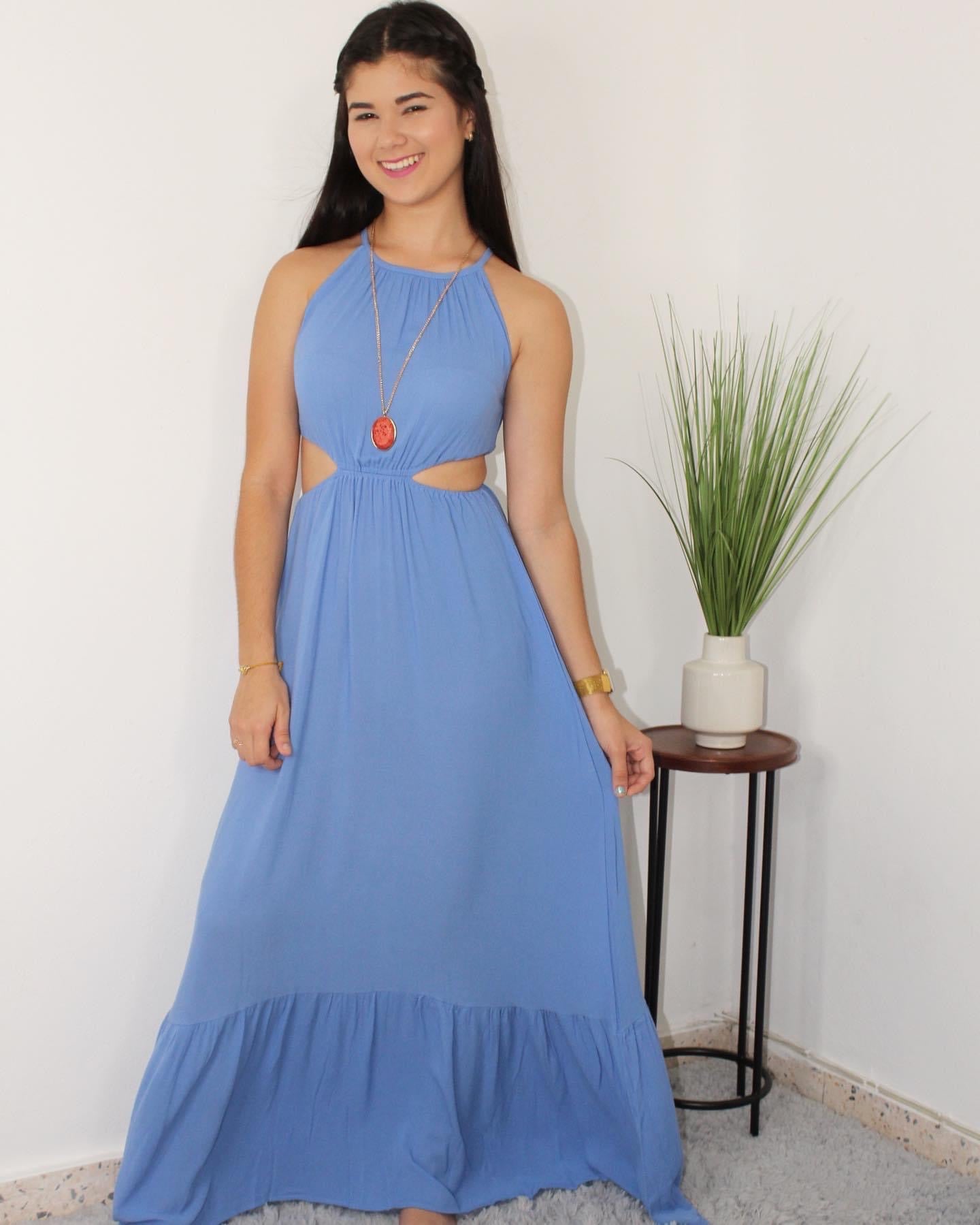 Cut Out Blue Maxi Dress