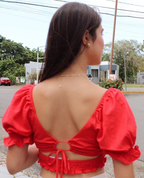 Red Tie Back Top