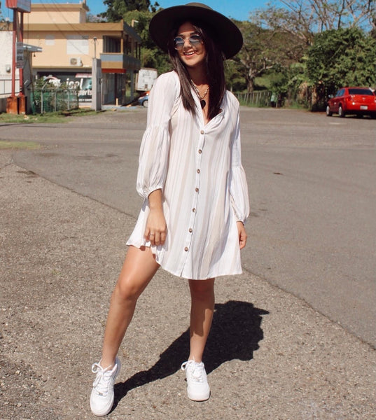 White Sand Shirt Dress